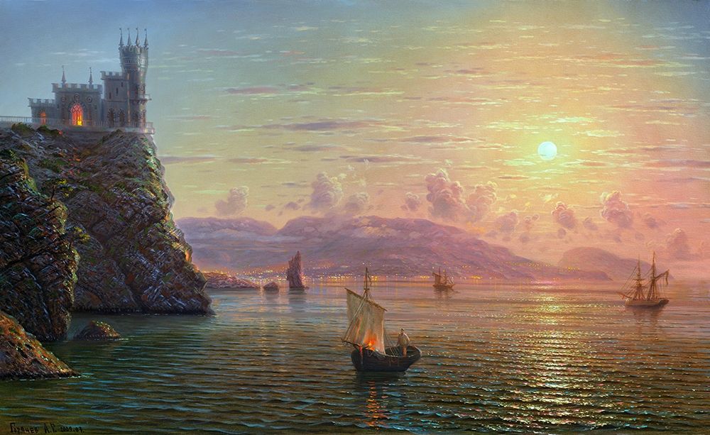 Moonlight night. Yalta view art print by Alexander Goryachev for $57.95 CAD