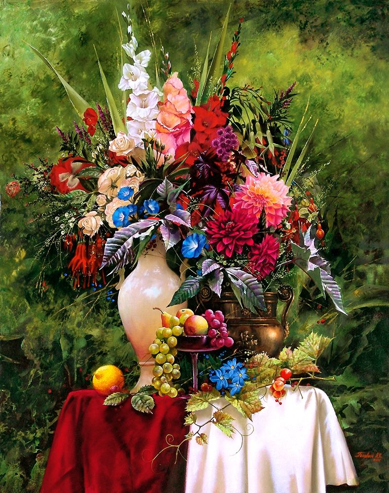 Still-life with a white vase art print by Konstantin Golovin for $57.95 CAD