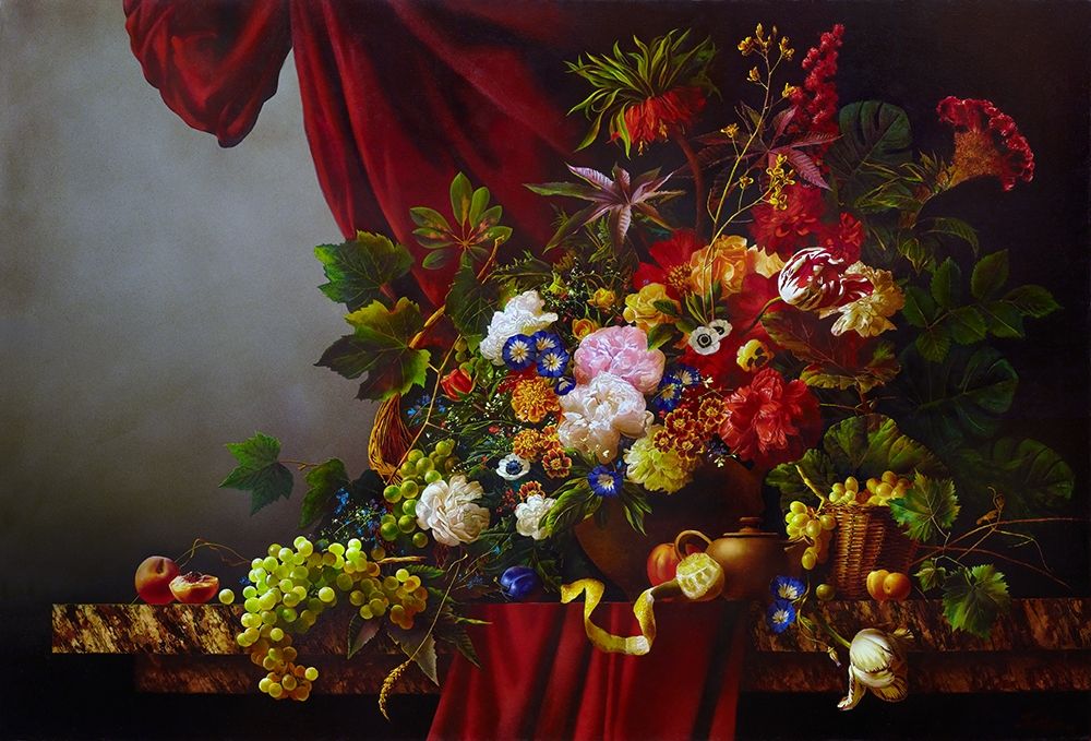 Still-life with flowers art print by Konstantin Golovin for $57.95 CAD