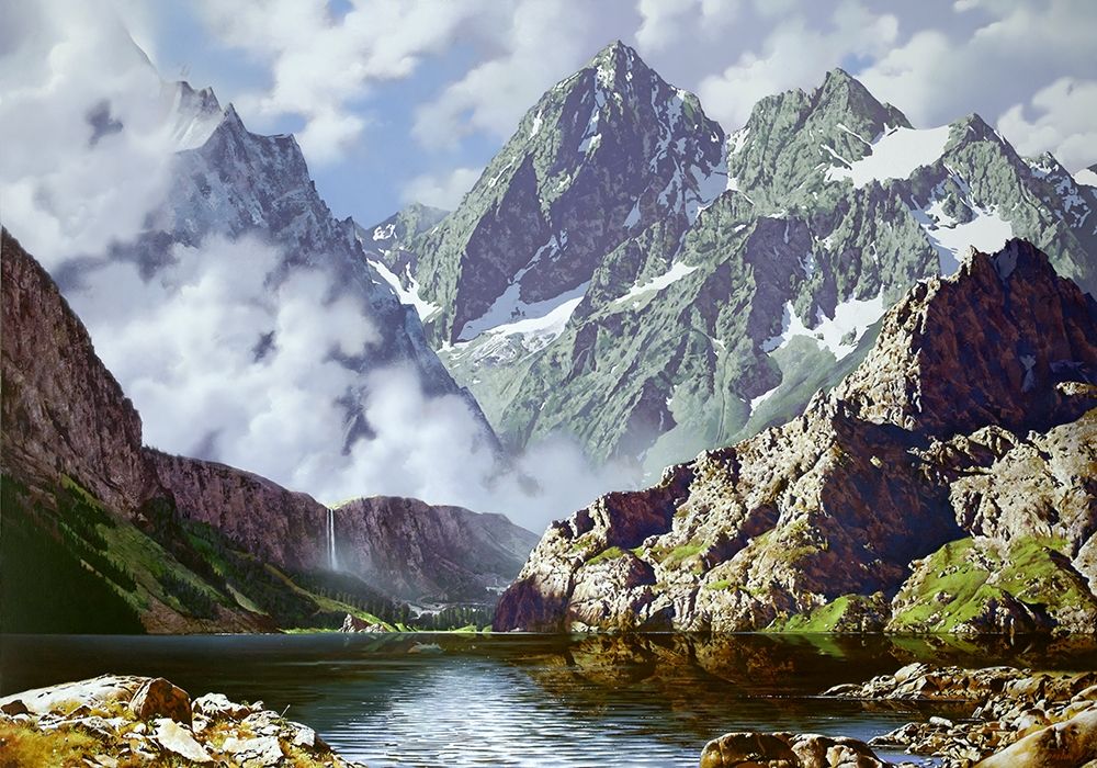 Mountain waterfall art print by Konstantin Golovin for $57.95 CAD
