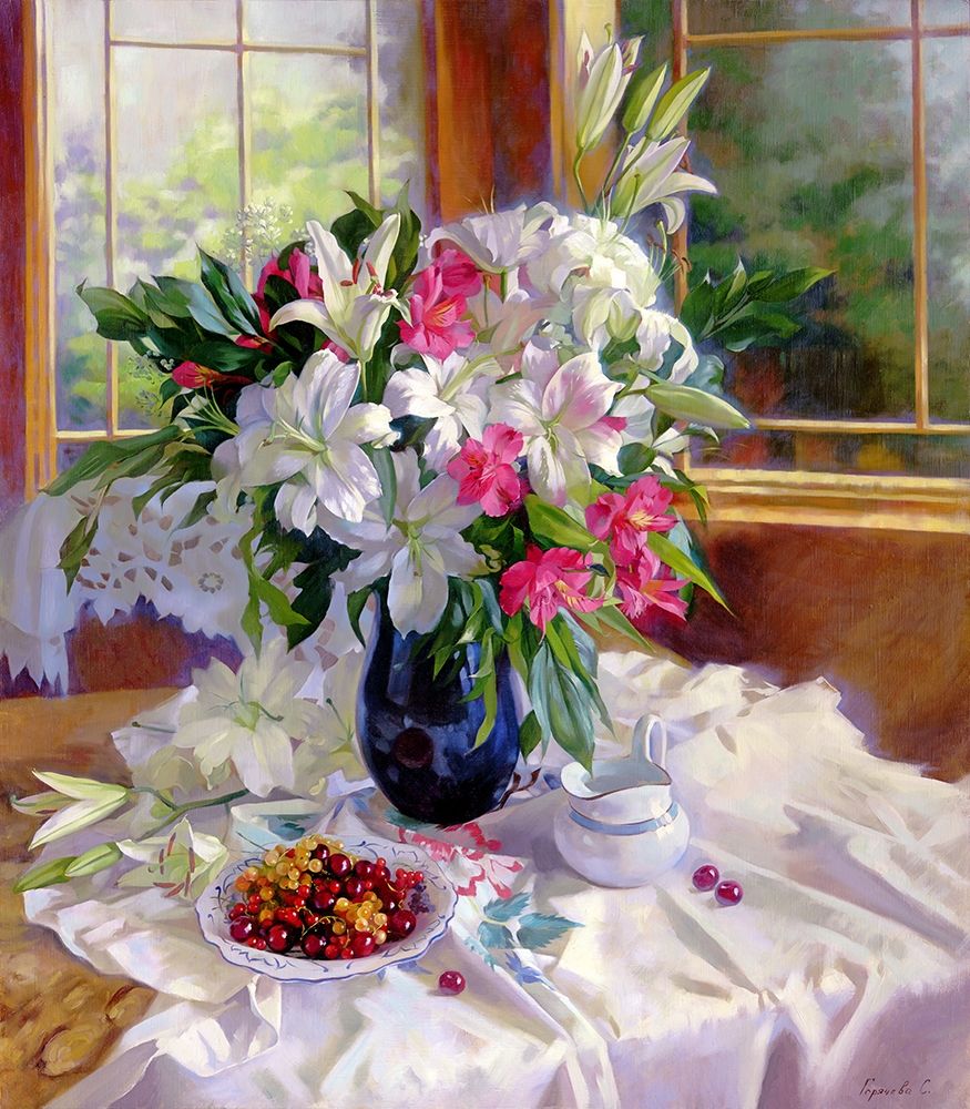 Lilies on the terrace art print by Svetlana Goryacheva for $57.95 CAD