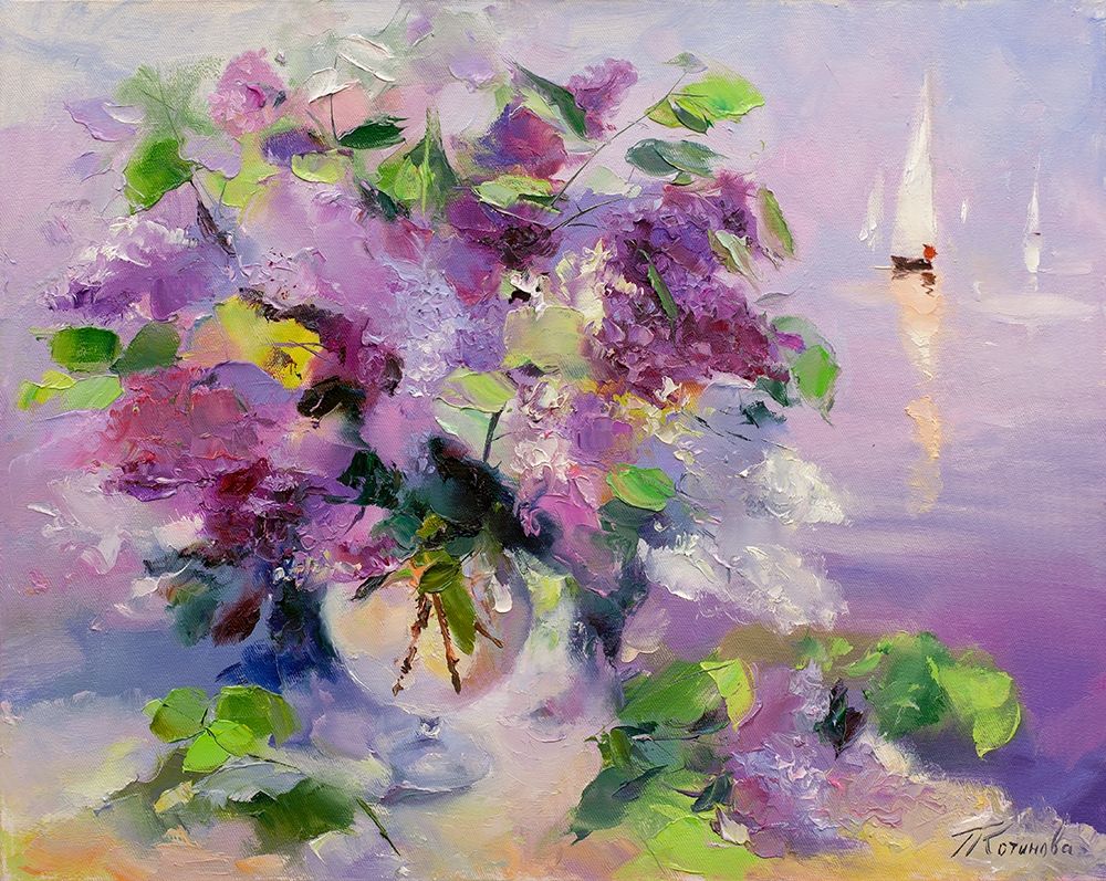 Lilac and yachts art print by Galina Kotinova for $57.95 CAD