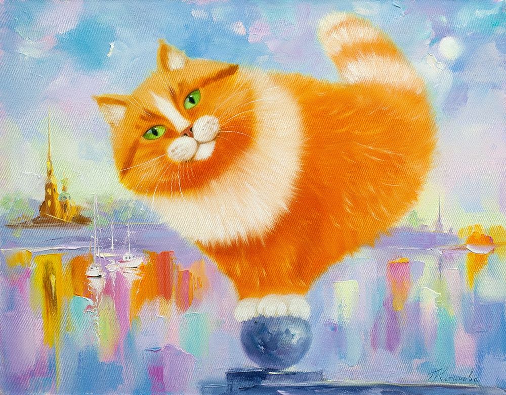 Ginger on the arrow of Vasilievsky island art print by Galina Kotinova for $57.95 CAD