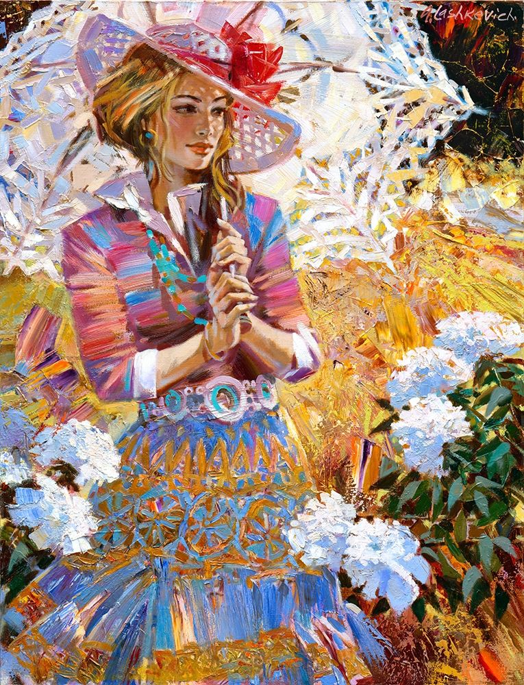 Girl with an openwork umbrella art print by Alexey Lashkevich for $57.95 CAD