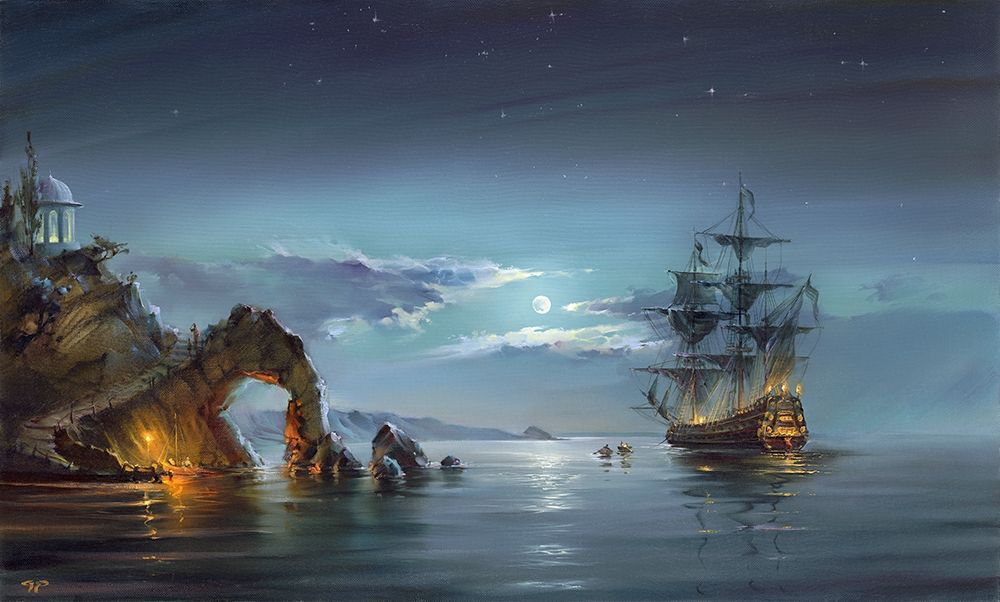 Moonlight night art print by Roman Romanov for $57.95 CAD