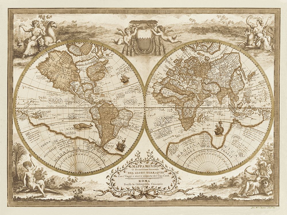 Mappa del Globo Terraqueo art print by Anonymous for $57.95 CAD