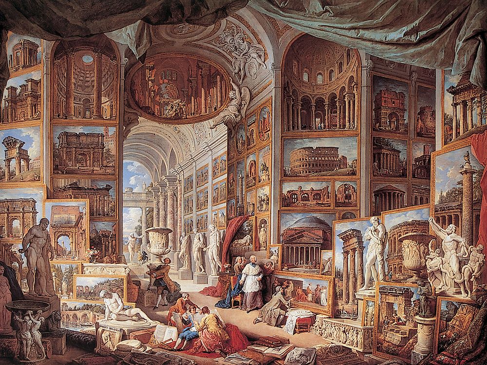 Vedute di Roma antica art print by Giovanni Paolo Panini for $57.95 CAD
