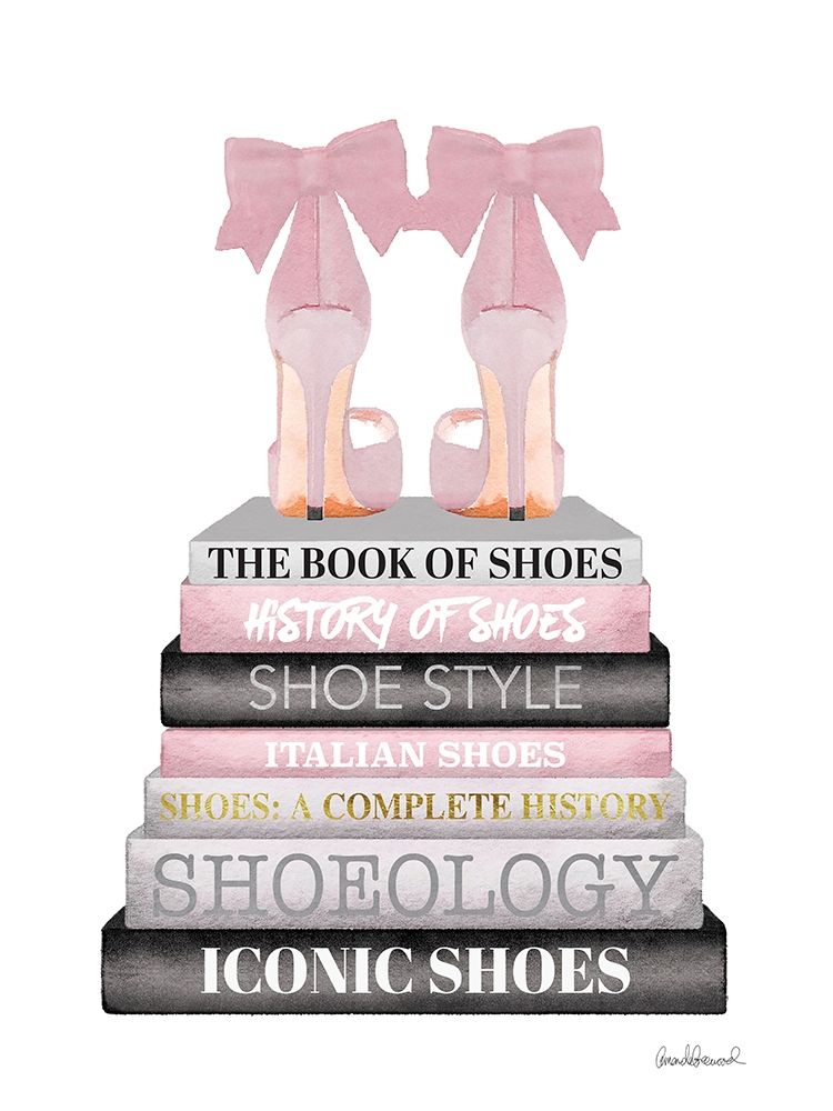 Pink Bookstack Shoe art print by Amanda Greenwood for $57.95 CAD