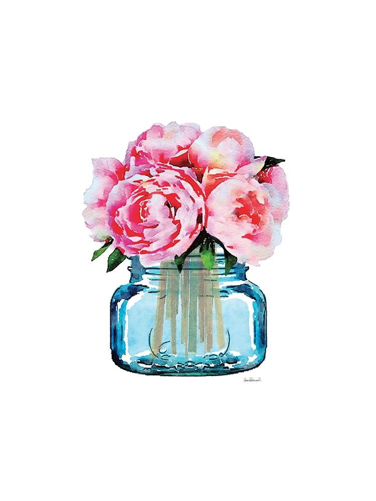 Short Blue Jar Light Peony art print by Amanda Greenwood for $57.95 CAD