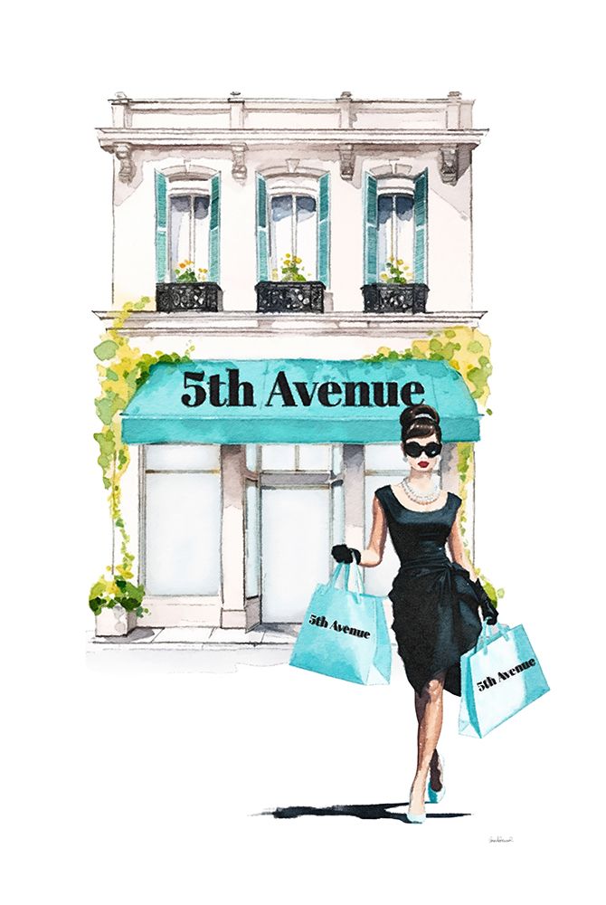 Shopping 5th Ave- Teal art print by Amanda Greenwood for $57.95 CAD