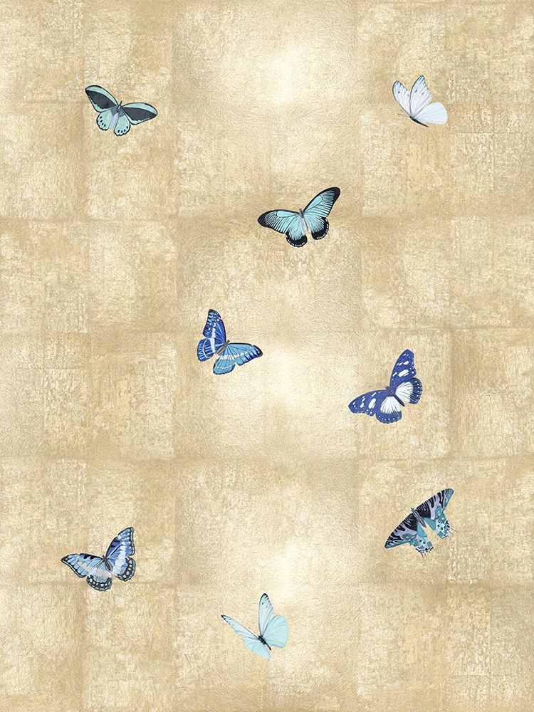 Butterflies Blue on Gold I art print by Madeline Blake for $57.95 CAD