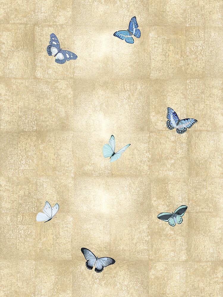 Butterflies Blue on Gold II art print by Madeline Blake for $57.95 CAD