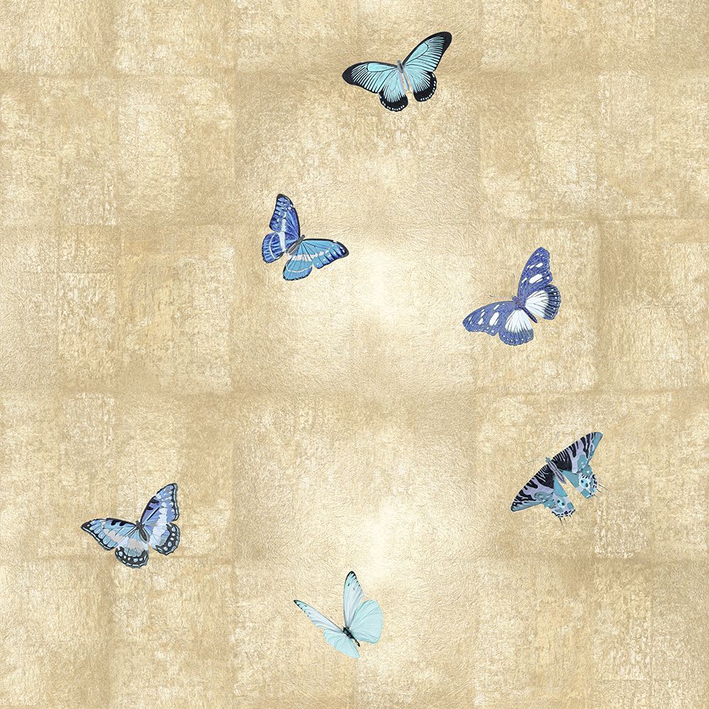Butterflies Blue on Gold III art print by Madeline Blake for $57.95 CAD