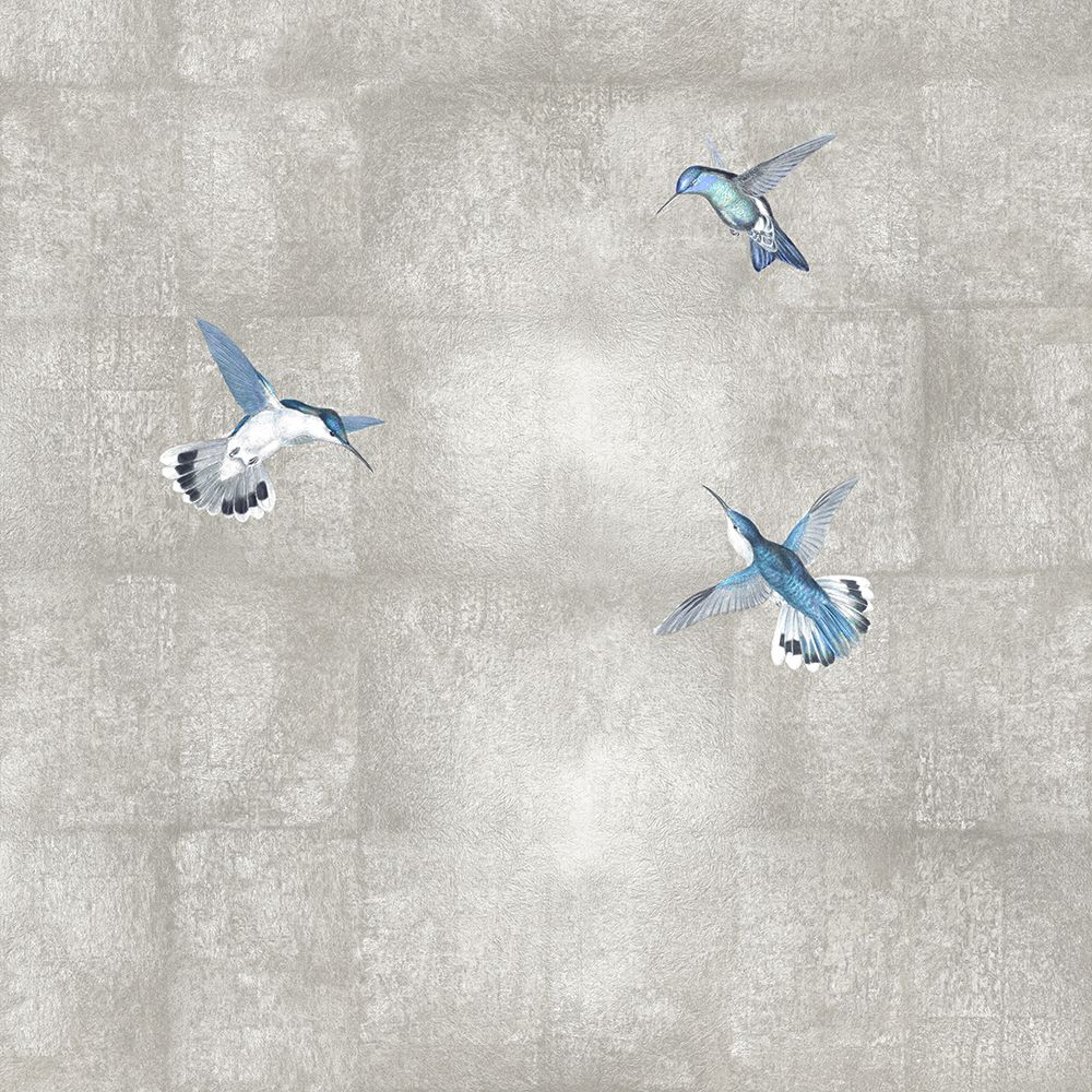 Hummingbirds Blue on Silver I art print by Madeline Blake for $57.95 CAD