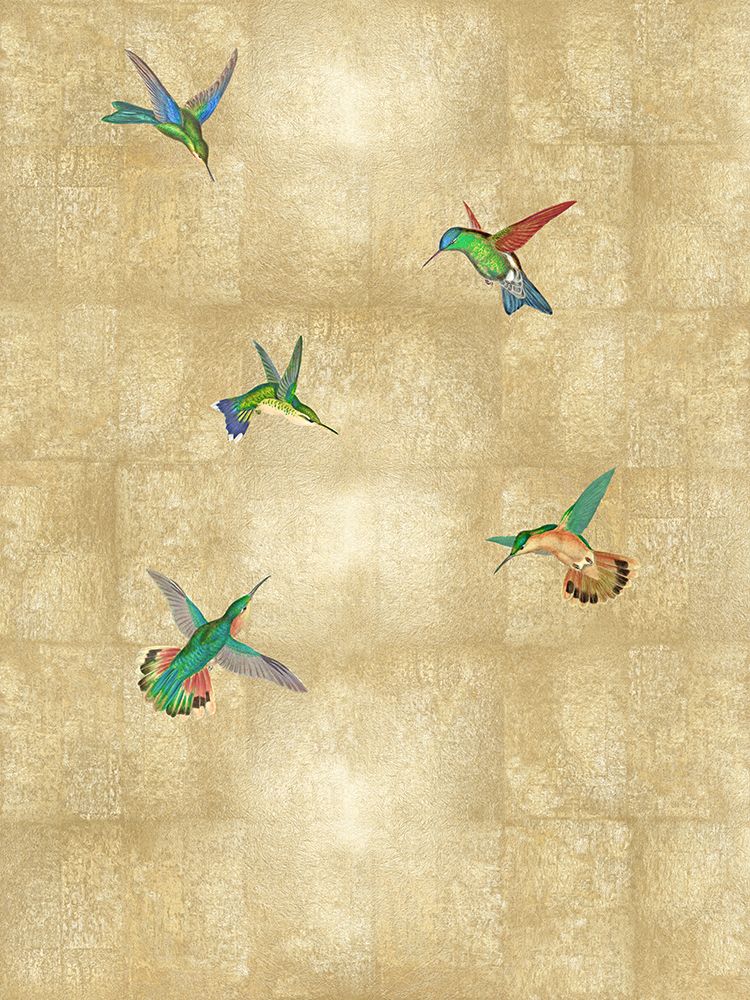 Hummingbirds on Gold II art print by Madeline Blake for $57.95 CAD