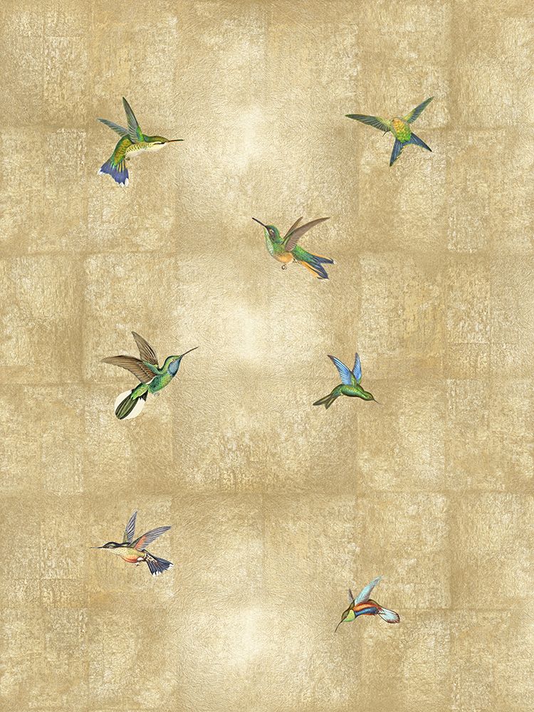 Hummingbirds on Gold III art print by Madeline Blake for $57.95 CAD
