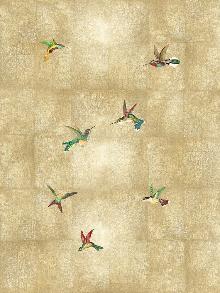 Hummingbirds on Gold IV art print by Madeline Blake for $57.95 CAD
