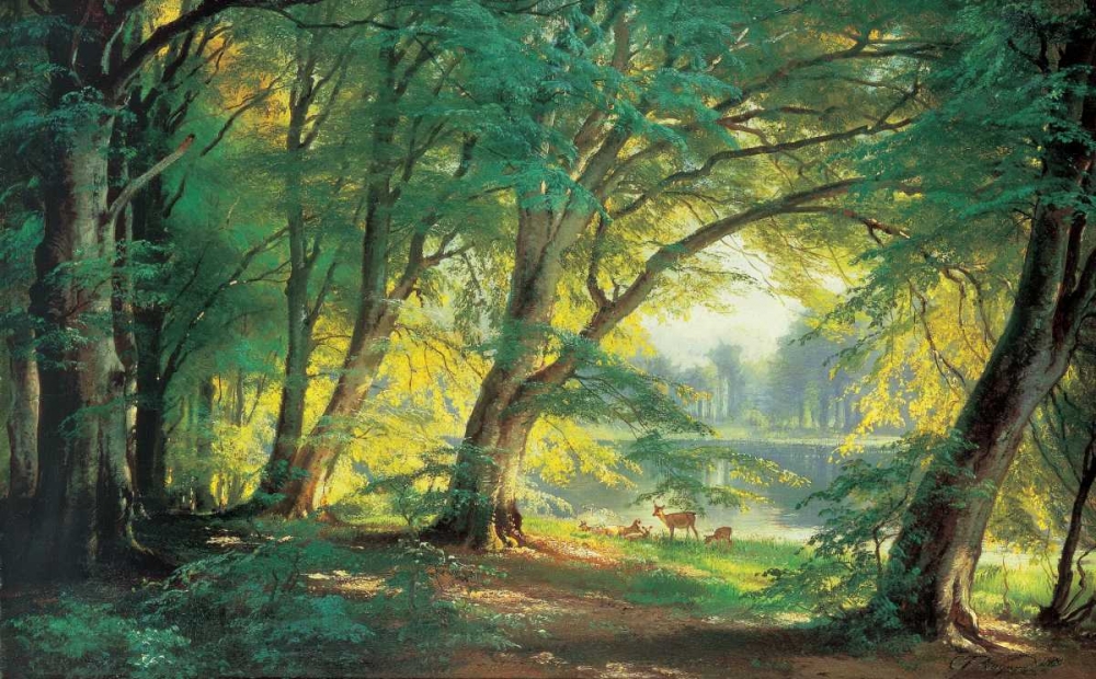 Deer in a Forest art print by Carl Frederic Aagaard for $57.95 CAD