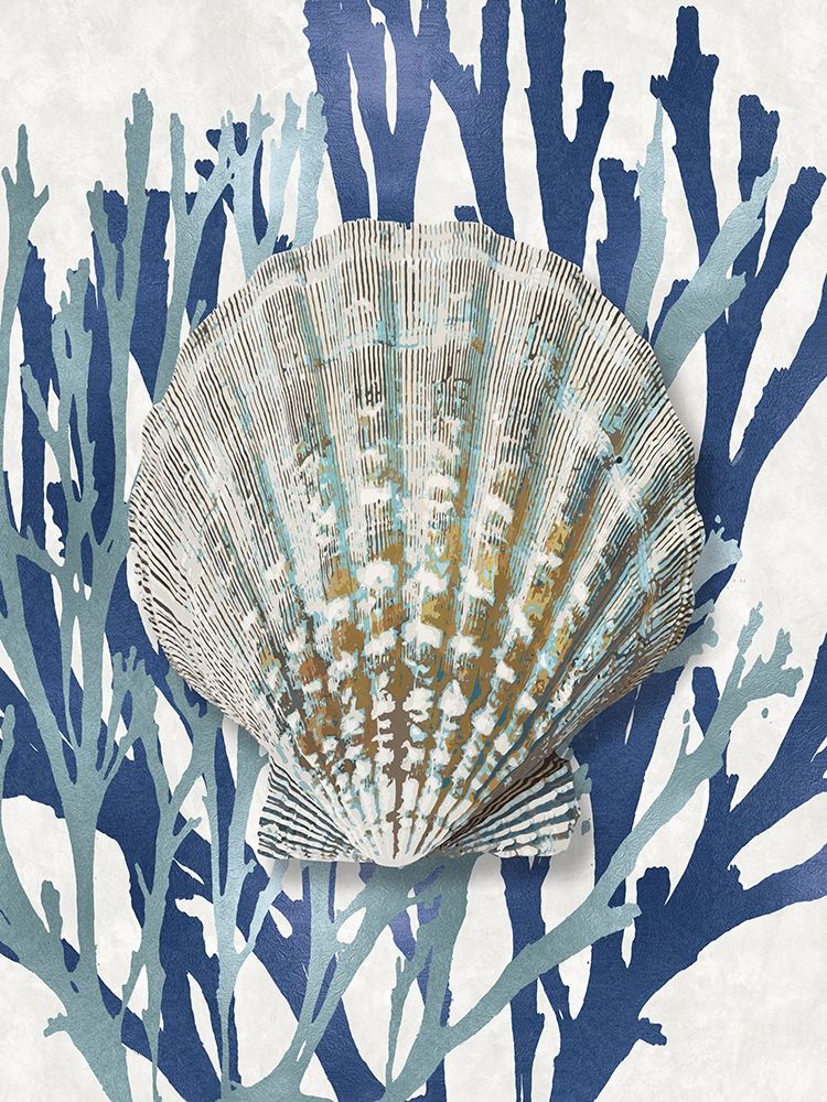 Shell Coral Aqua Blue IV art print by Caroline Kelly for $57.95 CAD
