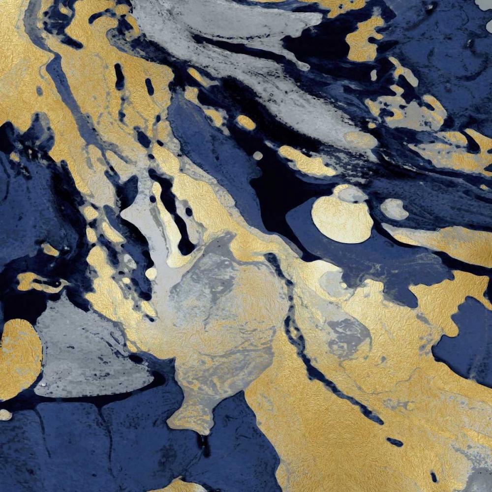 Marbleized in Gold and Blue I art print by Danielle Carson for $57.95 CAD