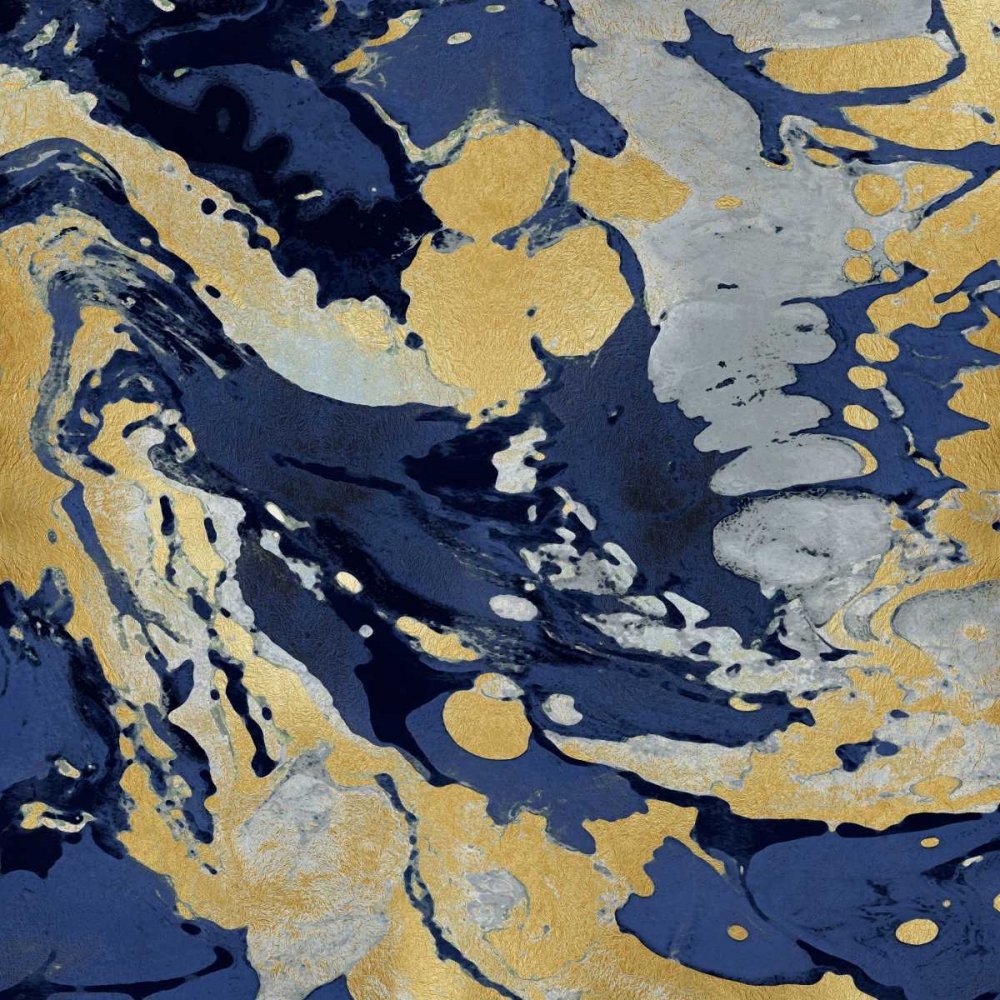 Marbleized in Gold and Blue II art print by Danielle Carson for $57.95 CAD