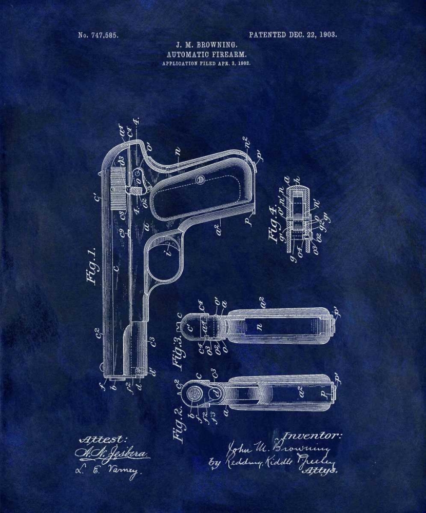 Automatic Firearm - 1902-Blue art print by Dan Sproul for $57.95 CAD