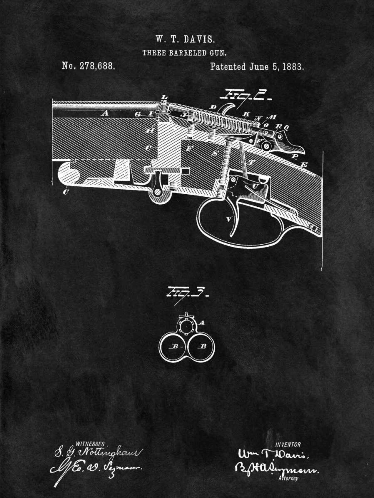 Three Barreled Gun - 1883-Black art print by Dan Sproul for $57.95 CAD
