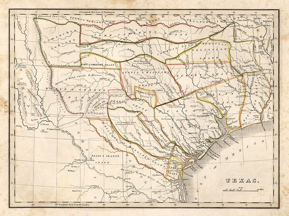 Texas historical map art print by Dan Sproul for $57.95 CAD