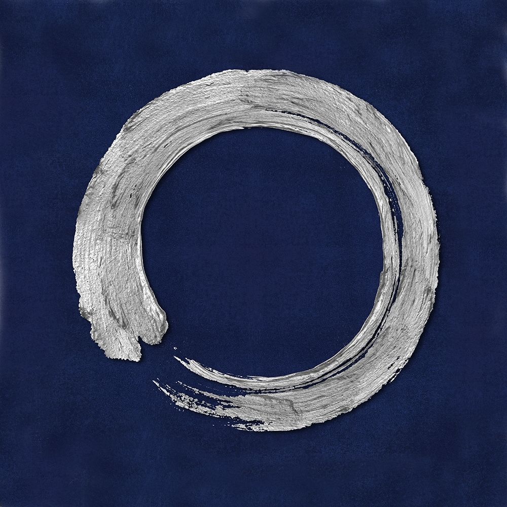 Silver Zen Circle on Blue I art print by Ellie Roberts for $57.95 CAD