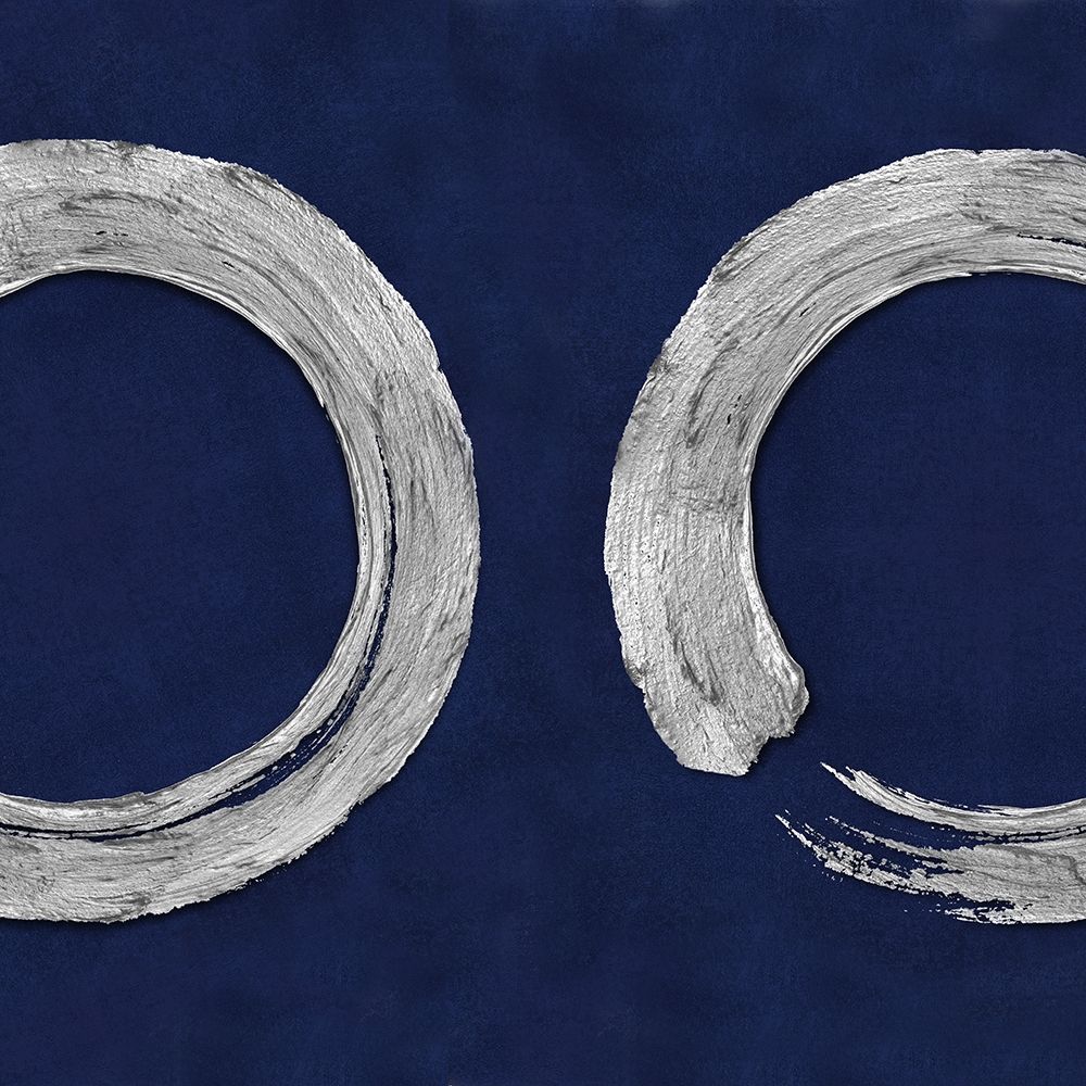 Silver Zen Circle on Blue II art print by Ellie Roberts for $57.95 CAD