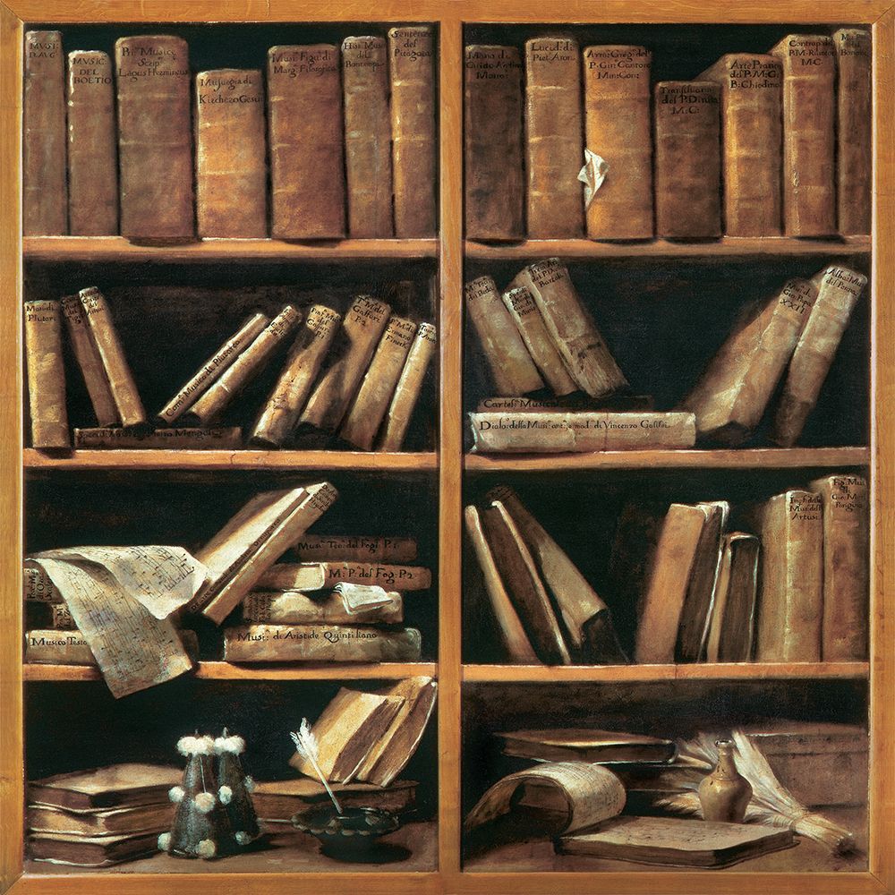 Scaffali con libri di musica art print by Giuseppe Maria Crespi for $57.95 CAD