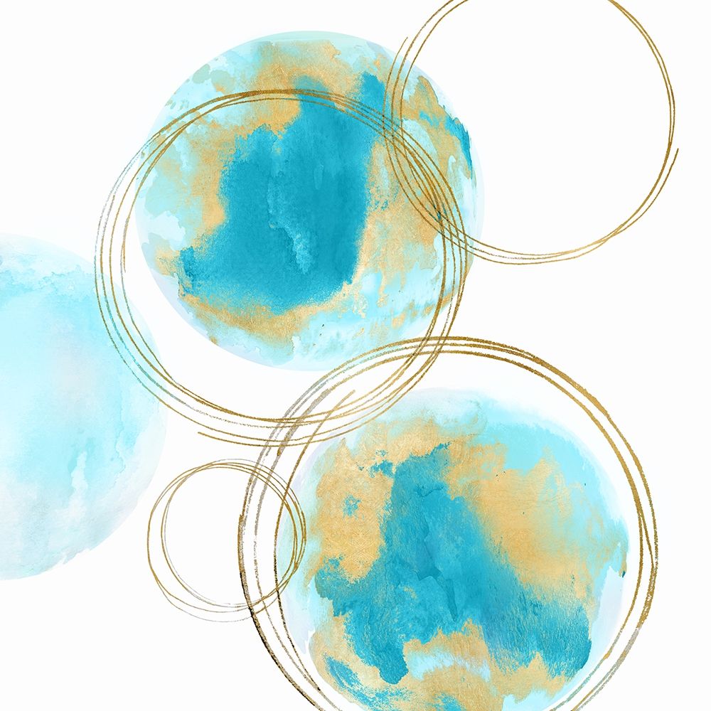Circular Aqua and Gold I art print by Natalie Harris for $57.95 CAD