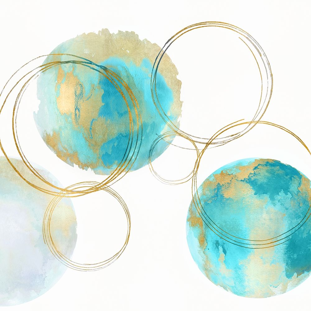 Circular Aqua and Gold II art print by Natalie Harris for $57.95 CAD