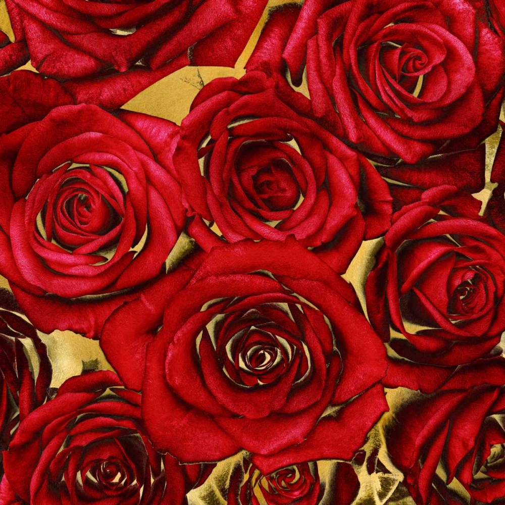 Roses - Red on Gold art print by Kate Bennett for $57.95 CAD