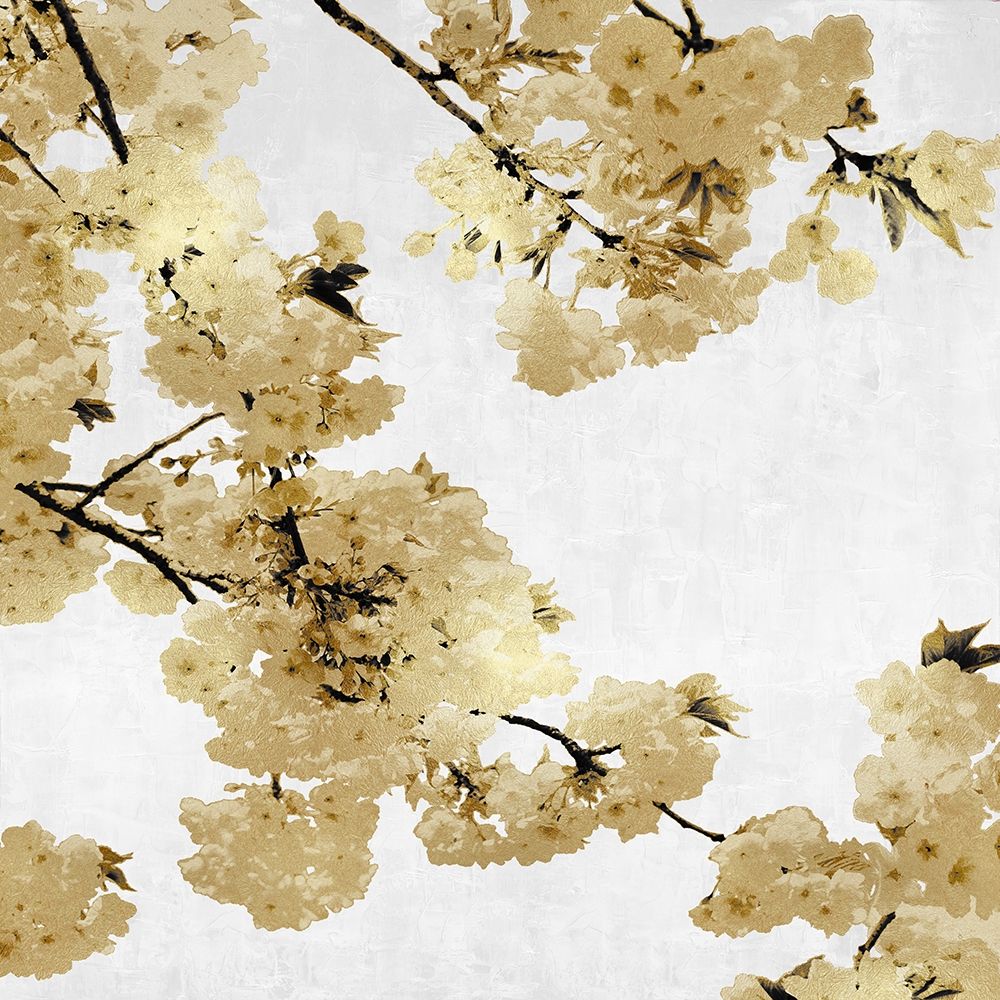 Gold Blossoms on White I art print by Kate Bennett for $57.95 CAD