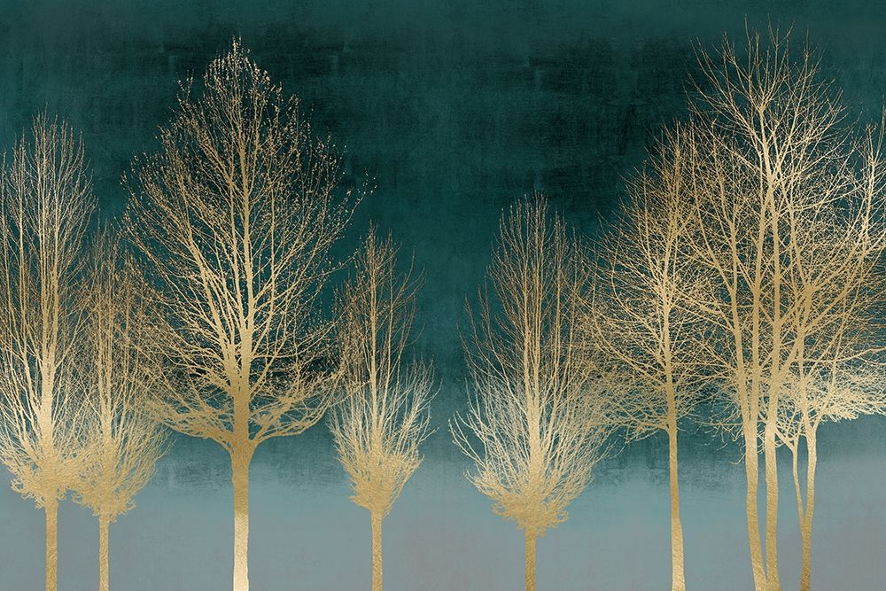 Gold Forest on Teal art print by Kate Bennett for $57.95 CAD