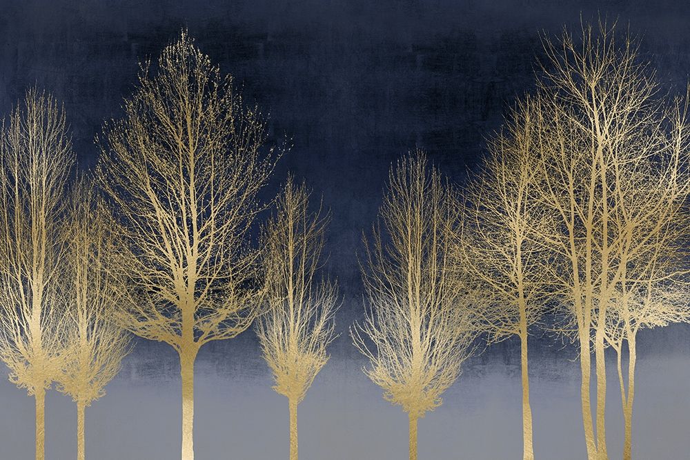 Gold Forest on Blue art print by Kate Bennett for $57.95 CAD