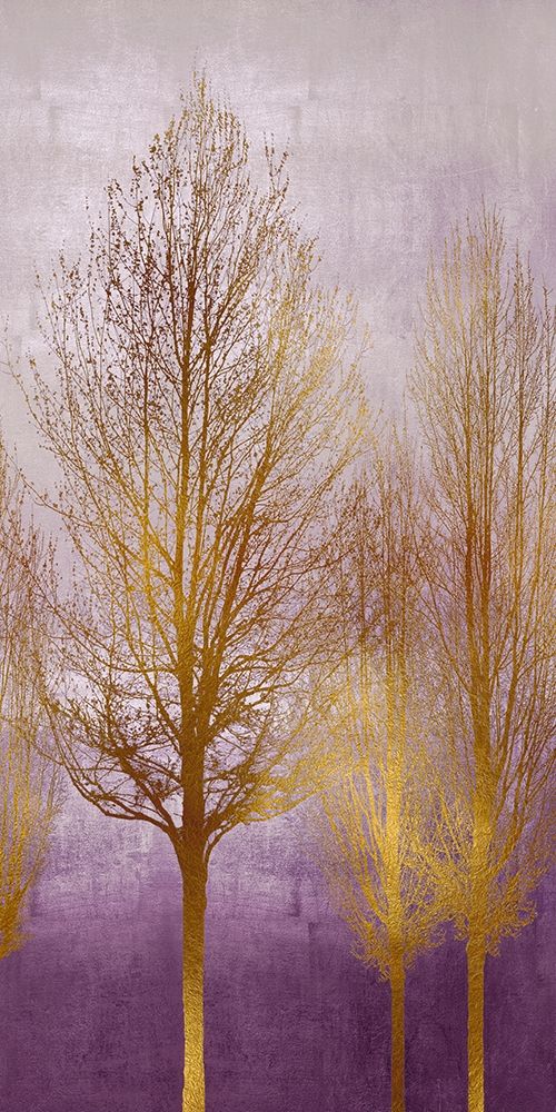 Gold Trees on Purple Panel I art print by Kate Bennett for $57.95 CAD