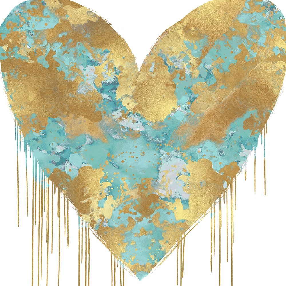 Big Hearted Aqua and Gold art print by Lindsay Rodgers for $57.95 CAD