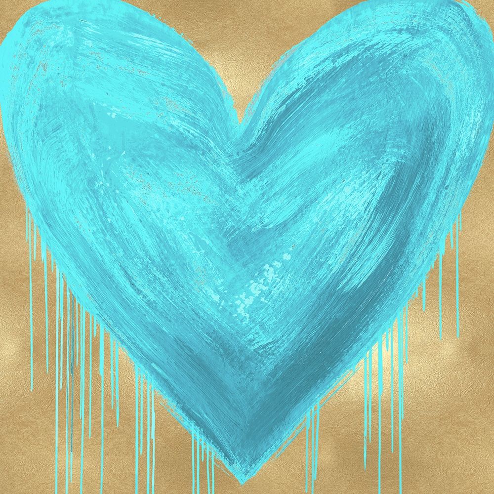 Big Hearted Aqua on Gold art print by Lindsay Rodgers for $57.95 CAD