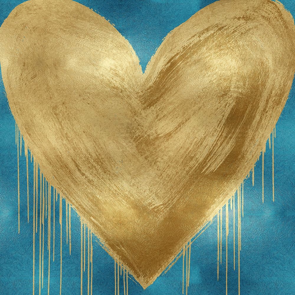 Big Hearted Gold on Aqua art print by Lindsay Rodgers for $57.95 CAD