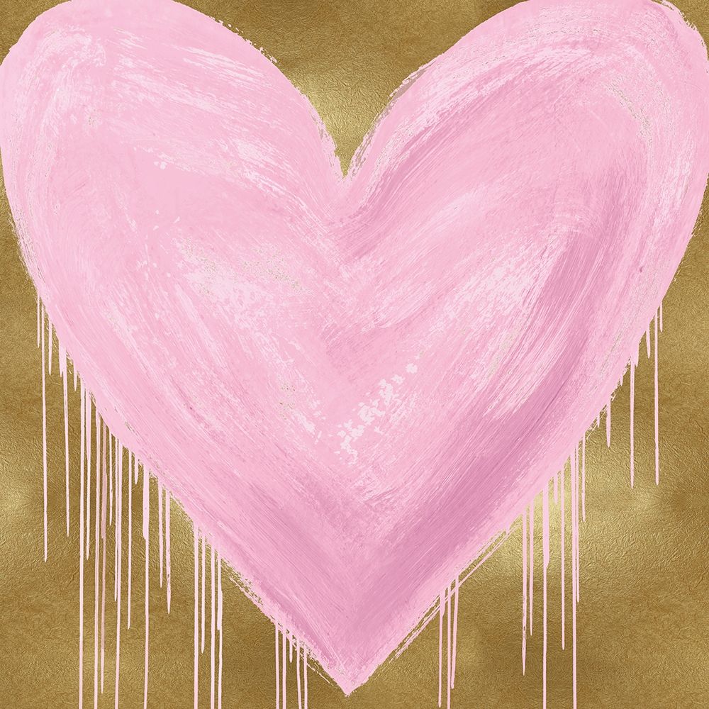 Big Hearted Pink on Gold art print by Lindsay Rodgers for $57.95 CAD