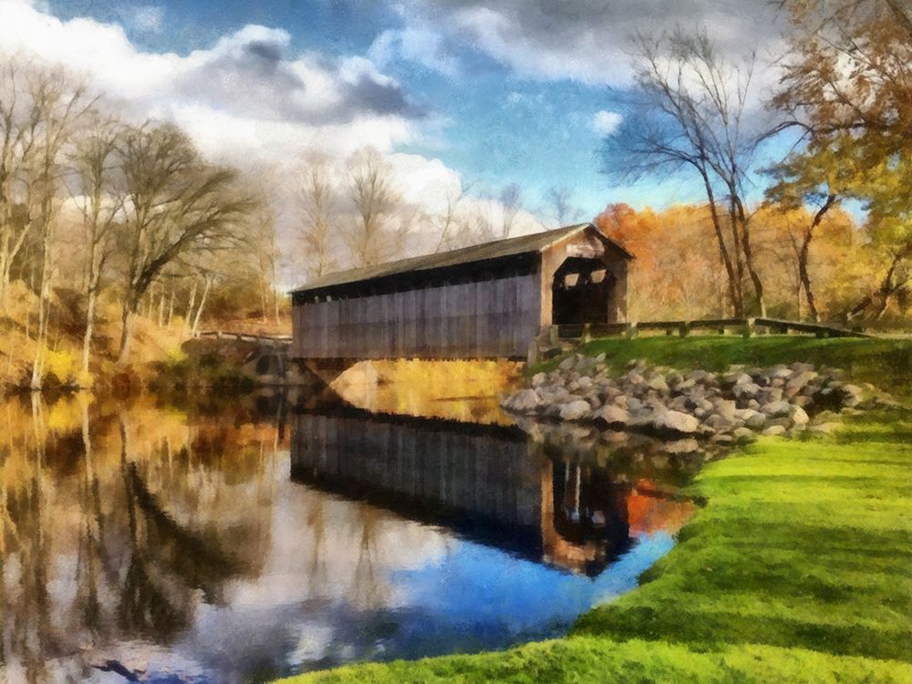 Fallasburg Bridge In Fall art print by Michelle Calkins for $57.95 CAD