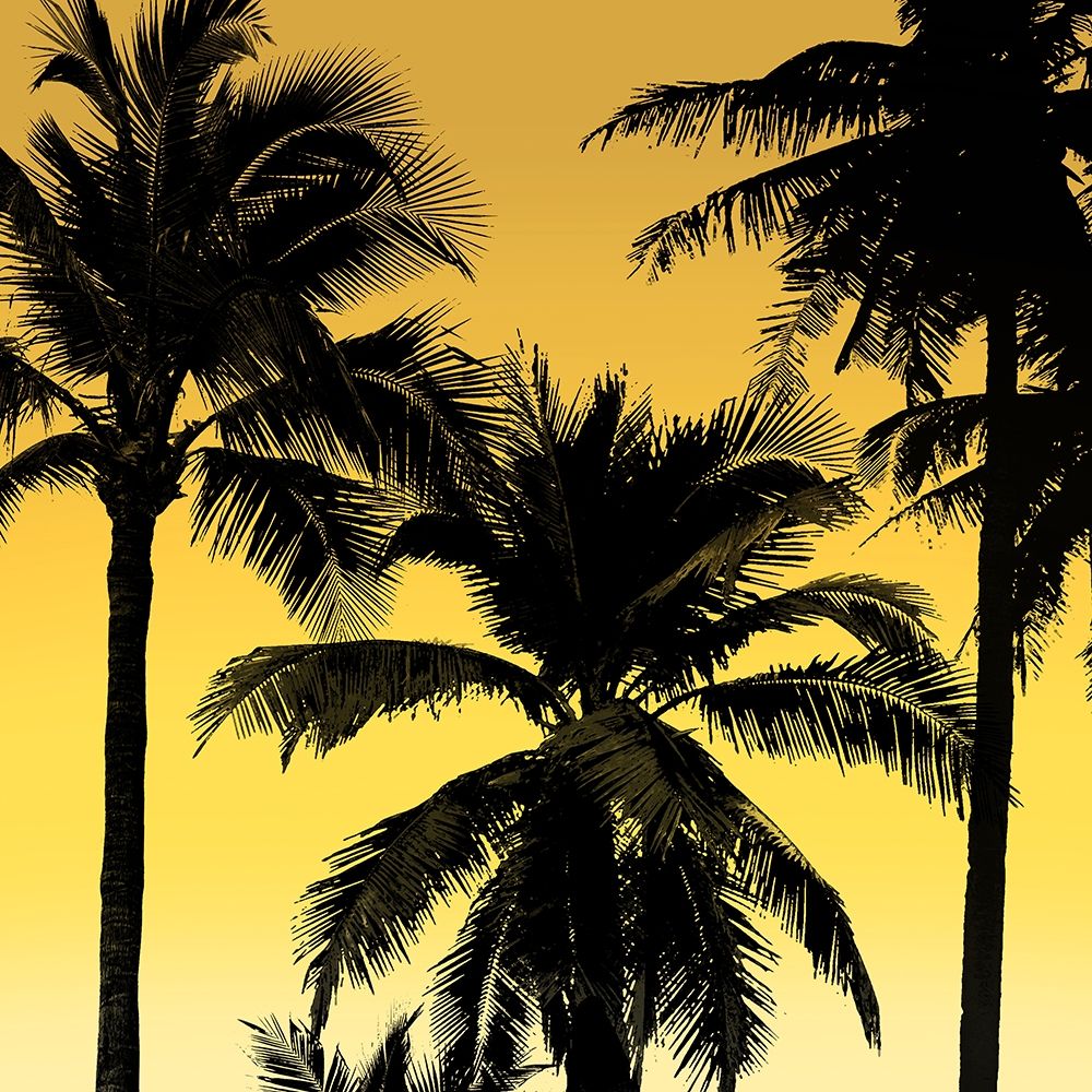 Palms Black on Yellow II art print by Mia Jensen for $57.95 CAD