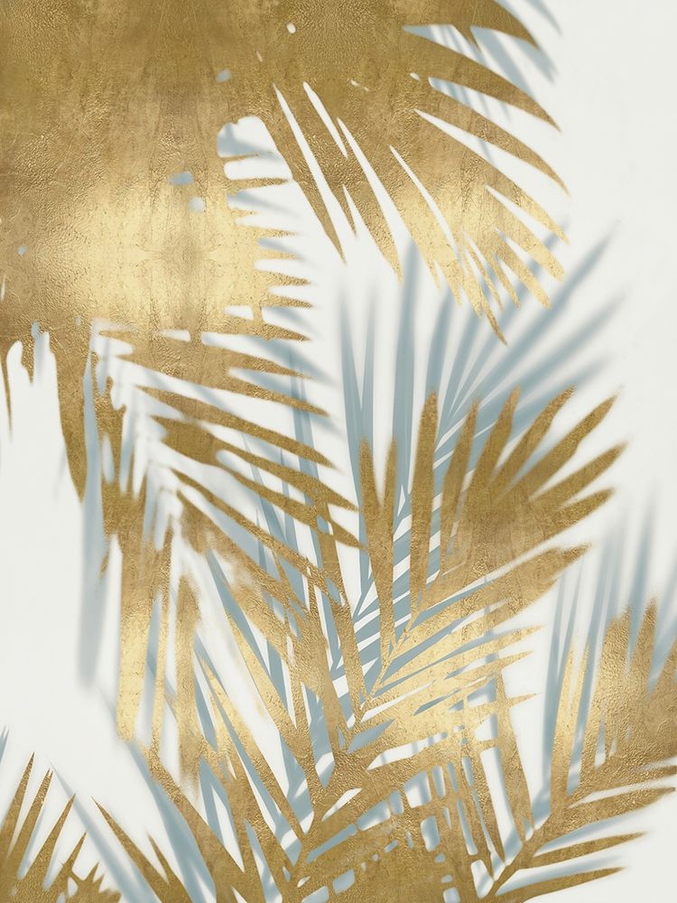 Palm Shadows Aqua on Gold II art print by Melonie Miller for $57.95 CAD