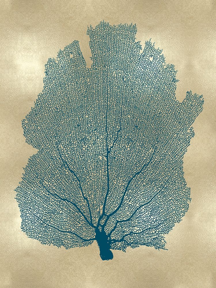 Sea Fan Teal on Gold I art print by Melonie Miller for $57.95 CAD