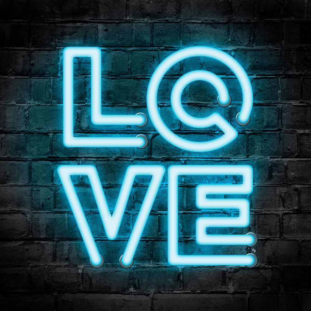 Neon Love Blue art print by Martina Pavlova for $57.95 CAD
