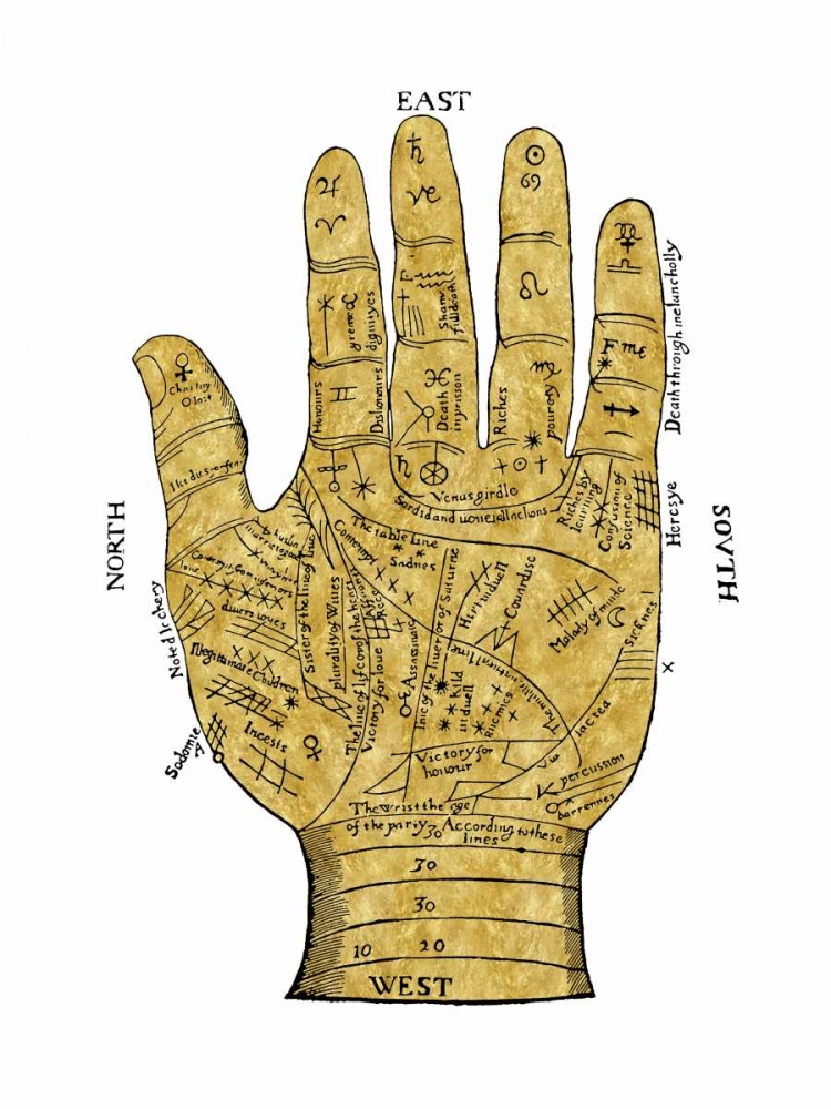 Vintage Palmistry art print by Oliver Jeffries for $57.95 CAD