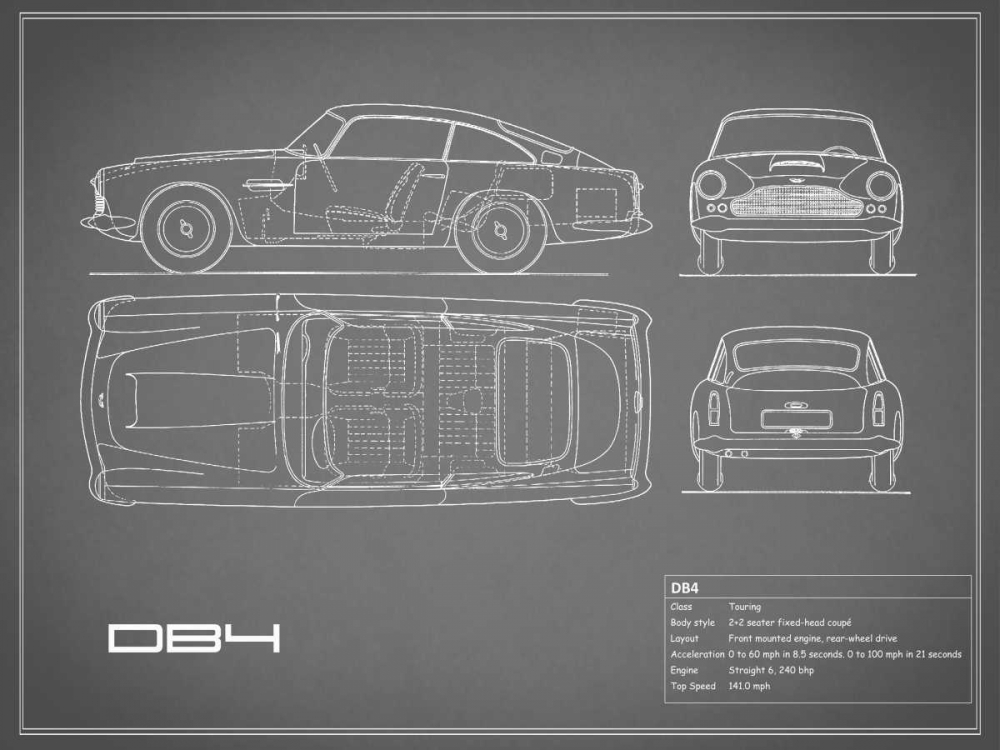 Aston DB4 -Grey art print by Mark Rogan for $57.95 CAD
