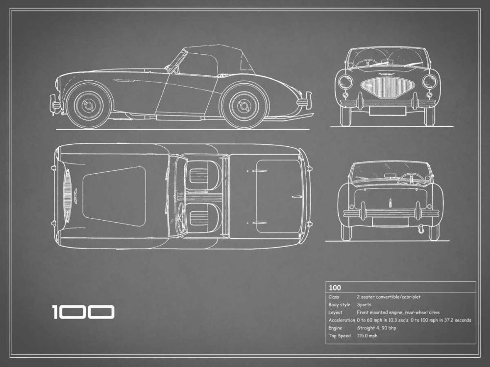 Austin-Healey 100-Grey art print by Mark Rogan for $57.95 CAD